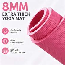 8mm Thick EVA Yoga Mat, Non-Slip Double Sided Exercise Mat, Comfortable Fitness Mat For Home Yoga, Pilates, Workout - 粉色 - 查看 3