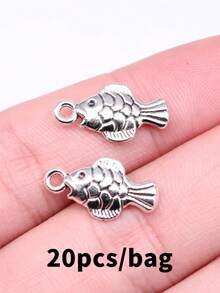20個 19x10mm 魚形吊飾吊墜 DIY珠寶製作項鍊鑰匙圈手機鍊手鍊配件手工藝配件 - 魚 - 查看 2