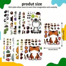 12/24 PCS Animal Theme Creative Sticker Set, Animal Expression Collage Toy, Interactive Educational Craft Material, Farm Animal Face-Changing Stickers, DIY Handmade Sticker Art, Educational Creative Expression Sticker Pack School Supplies - CY-j03 - View 5