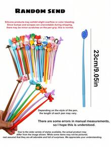 12支海洋主題凝膠筆，附3D海洋生物矽膠筆蓋，觸感滑順，書寫流暢，返校文具，適合返校季、派對贈品、生日禮物和學校禮物（多款可選） - 彩色 - 查看 3