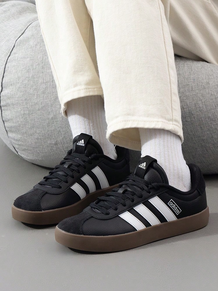 Adidas VL COURT 3.0 网球鞋,男式,公园滑板鞋,健身训练,ID6286 - 黑色/白色 - 查看 1
