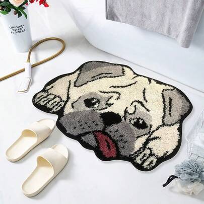 1pc Tongue-Out Pug Shaped Rug, Pink Bedroom Decor, Small Rug, Carpet, Home Decor, Living Room Rug, Living Room Small Rug, Bedroom Rug, Living Room Home Decor, Outdoor Rug, Washable Rug
