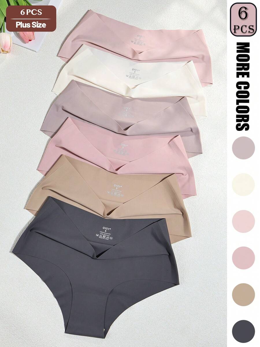 GYEY 6 Stücke nahtlose Damen-Höschen in großen Größen mit hoher Taille, schnelltrocknend und atmungsaktiv, Nylon-Elasthan-Mischgewebe, 4-Wege-Stretch, für Yoga, Fitness und Tanz - Verschiedenfarbig - Übersicht 1