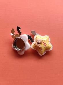 1PC/2PCS 3D Cute Cartoon Pattern Button Covers, Shirts Button Cover Clip On Button Covers Fashion Crystal Cufflinks Cover - Yellow - View 4