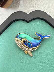 Luxury Whale Design Brooch Fashion Jewelry Accessories Unisex Gift For Wedding Holiday And Party - Blue - View 2