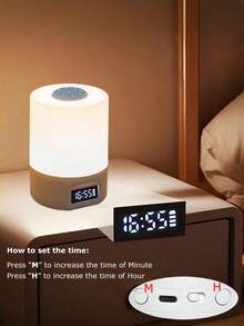 1pc Touch Sensor LED Night Light, Clock Shaped, USB Rechargeable Bedside Lamp, Dimmable, Multi-Color Mode, Portable Night Light, Suitable For Bedroom, Living Room, Camping - Eye Caring - View 6