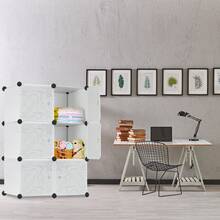 Système d'étagères de garde-robe DIY avec porte-chaussures et barre à vêtements, garde-robe modulaire combinée, système d'étagères emboîtables gain de place, étagère portable pliable, 6 cubes, blanc - Voir 4