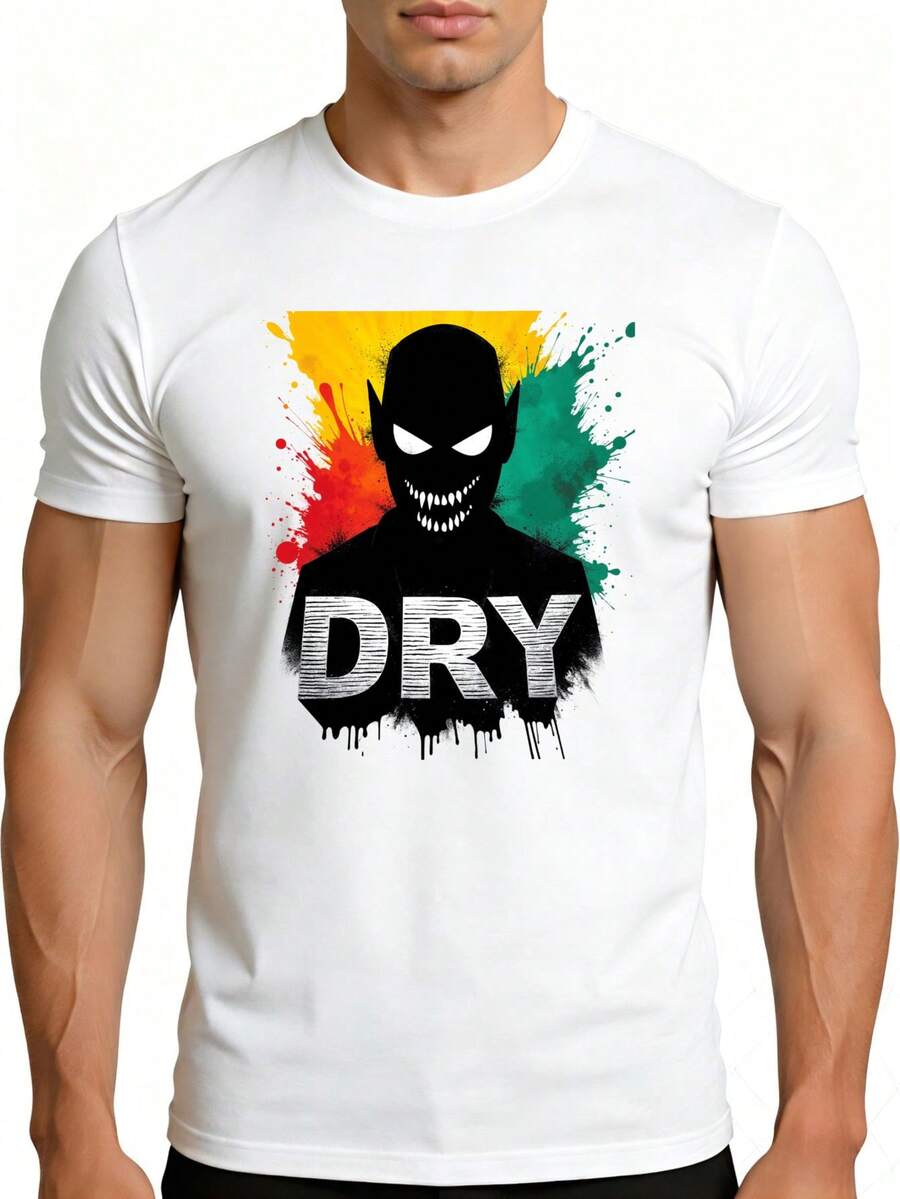 2026 Women's Shirts Retro T-Shirt 100% Cotton For Men - Breathable, Soft And Lightweight Short Sleeve T-Shirt With Black Silhouette And Splashes Of Color, Quick Dry, Round Neck - 白色 - 查看 1
