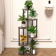 6 Tier Indoor Plant Stand, Multi-Pot Display Rack For Home Plants - Black and Brown - View 4