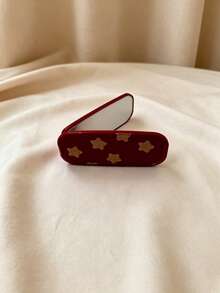 1pc Faux Leather Texture Mirror Phone Stand Makeup Mirror, Fashion Adhesive Foldable Mirror Back Sticker, Horizontal & Vertical Dual Use Portable Desktop Stand - Multicolored Stars - View 7