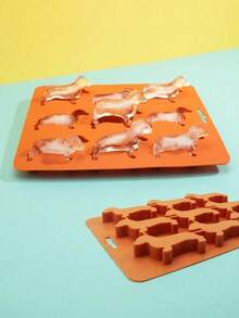 3D 臘腸狗巧克力蛋糕模具 - 適用於啤酒冰塊、自製派對軟糖、烘焙與烹飪裝飾，易脫模多格矽膠托盤，附蓋簡約桶狀設計，可重複使用，適合居家、酒吧、夜店及戶外製作，廚房必備矽膠模具 - 彩色 - 查看 4