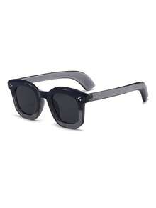 1 Pair Men's Large Frame Personalized Color-Block Rivet Fashion Glasses - Blue-gray - View 2