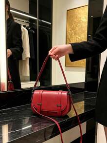 Bolsa Transversal Feminina - Design Vintage, Ombro e Tiracolo, Várias Cores - Vermelho - Visão 2