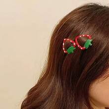 4pcs/Set Strawberry Hair Clips For Women, Cute Fruit Polka Dot BB Clips, Sweet Girl Hair Accessories, Y2K Cartoon Side Clips, Bangs Clips, Side Clips, Versatile Hair Pins For Daily Commute And Photos,Hair Slide - Multicolor - View 2