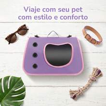 Pet Carrier With Window For Cats And Small Dogs, Breathable, Wide Handles, Ideal For Walks - Red Violet - View 2