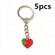 5pcs Enamel National Flags Of Countries Heart Charms Pendant With 25mm Keyring Keychians DIY Jewelry Making Accessories - National Flag - View 15