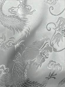 男士复古提花龙纹灯笼裤，缎面柔软中国龙纹阔腿慢跑裤，中式抽绳松紧腰太极功夫裤，度假沙滩瑜伽裤 - 灰色 - 查看 6