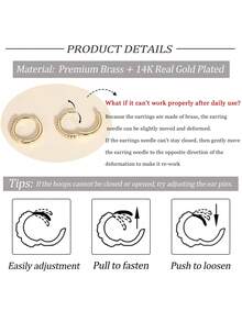 5 Pairs Exquisite Fashionable Small Gold Hoop Earrings, Stackable Women's Earring Set Jewelry, Women's Gift, Suitable For Daily Wear - Gold 5-pack - View 4