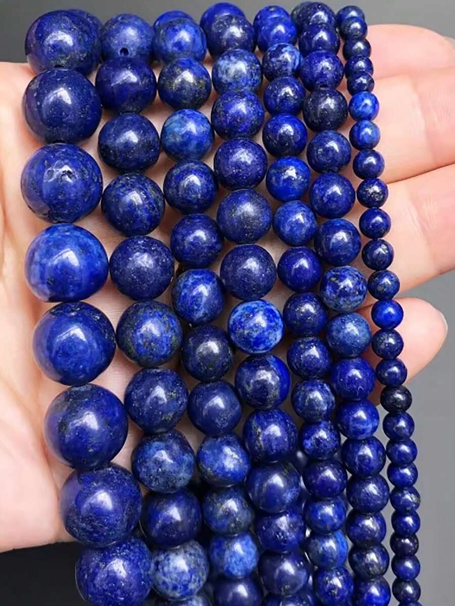天然青金石圓珠,散珠珠飾手工DIY手鍊耳環配件,4/6/8/10mm - 彩色 - View 1