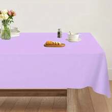 5pcs Purple Plastic Tablecloths, Rectangular PE Material, Suitable For Celebrations, Parties, Weddings, Indoor And Outdoor Use, Waterproof, Oil-Proof, No-Wash Plastic Tablecloths, Thick And Durable, Solid Color Tablecloths For Party, Picnic, Dessert Table Decor - A - View 7