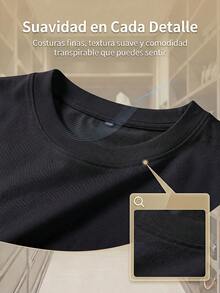 Navy Blue Pure Cotton Blouse, Round Neck, Short Sleeve, Summer Top With Sparkling Heart Design, Lightweight, Soft, Breathable, Casual Style, Ideal For Women - 黑色 - 查看 8