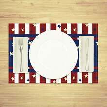 1pc/4pcs/6pcs, July 4Th American Independence Day Star-Spangled Flag Placemats, Suitable For Party Kitchen Restaurant Decoration - White - View 3