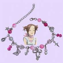 Pulseira Casal Nana Hachi e Nana Osaki - Pulseira de Casal e Amizades Kawaii com miçangas e pingente - Rosa Bebê - Visão 1