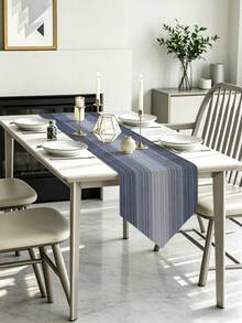 1pc,Crafted Table Runner,Modern Gradient Triangular Table Runner,Minimalist Striped Pattern Table Runner,Pointed Asymmetric Tablecloth,Suitable For Dining Table,Coffee Table,Home Decor,Durable Kitchen And Restaurant Decoration,Dining Table Decor - Navy Blue - View 6