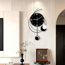 1pc Metal Living Room Decorative Wall Clock, Silent Quartz Wall Clock Black Metal Large Clock Suitable For Dining Room, Kitchen, Home, Bathroom, Bedroom, 11.8 X 20 Inches (Approx. 30 X 51 Cm) - Wall Clock - View 7