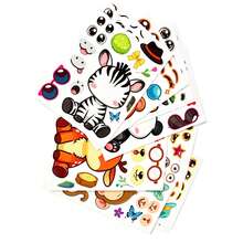 12/24 PCS Animal Theme Creative Sticker Set, Animal Expression Collage Toy, Interactive Educational Craft Material, Farm Animal Face-Changing Stickers, DIY Handmade Sticker Art, Educational Creative Expression Sticker Pack School Supplies - CY-j03 - View 7