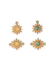 2pcs Stainless Steel Sun Pendant Findings 18K Gold Plated Fashion Turquoise Sun Charms For DIY Jewelry Making Accessories - Pendants - View 3