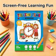 32-Page Telling Time Workbook Educational Gift For Kids,Analog Clock Practice Screen Free Learning For Kids Time Recognition With Coloring&Matching Games Clock Learning Workbook For Kids Age 3-6 - Clock - View 6