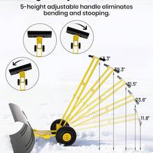 Heavy-Duty Steel Snow Shovel With Wheels  All-Terrain Non-Slip Wheels – Adjustable Angle For Efficient Snow Removal - Double Pole - View 8