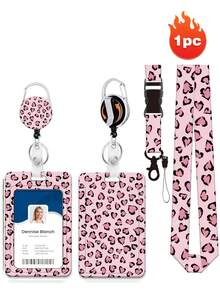 1pc Fashion Leopard Print ID Card Holder With Retractable Reel, Durable Card Protector, Lightweight And Portable, Suitable For Nurses, Teachers And Office Staff - A - View 8