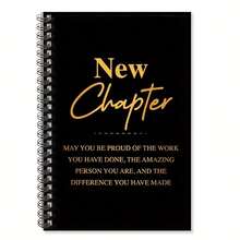 1本 New Chapter Fun 黑金螺旋筆記本，適合退休、新工作、告別感謝、辦公室告別派對，送給同事的禮物 - F - 查看 3