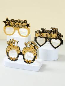 8个黑色和金色70岁生日派对纸杯，70岁生日派对拍照道具，70周年纪念生日派对装饰，生日派对用品，70岁生日庆祝礼品，70岁生日家居装饰，生日派对配件 - 70號 - 查看 8