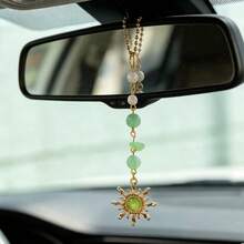 1pc Car Rearview Mirror Hanging Ornament, Sun Crystal Beaded Pendant, Bag & Keychain Decorative Charm - Sun Ornament - View 2