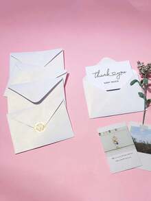 25pcs - Minimalist Pearl White A7 Envelopes With Stickers. These Minimalist Pearl White Envelopes Are Perfect For Handwritten Birthday Wishes, Thank You Cards, Invitations, Weddings, New Year Greetings, Father's Day Handwritten Cards And Business Letters. - Pearl White - View 5