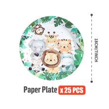 10入/20入/25入/50入叢林動物主題一次性盤子，太空人盤子派對用品，派對用品，節日用品，廚房用品，一次性紙盤派對餐具適用於生日婚禮派對家庭野餐 (7英吋, 9英吋) - 彩色 - 查看 10