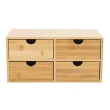 WUPYI Schreibtisch-Organizer mit 4 Schubladen, Schreibtisch-Organizer mit Curved Groove Griffe für Wohnzimmern, Schlafzimmern, Studienräumen, Büros - Holz - Übersicht 6