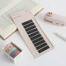 Solid Color Long Strip Transparent PET Index Tabs With Ruler Paper Card, Minimalist Writable Self-Adhesive Page Markers, Clear Sticky Flags For Book Annotation, Journal Making, School & Office Stationery Supplies - Multicolor - View 6