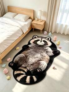 1pc Raccoon Lying Down Floor Mat, Living Room Rug, Carpet, Area Rug, Small Area Rug, Home Decor, Living Room Home Decor, Room Decor, Washable Rug - Lying Raccoon - View 3