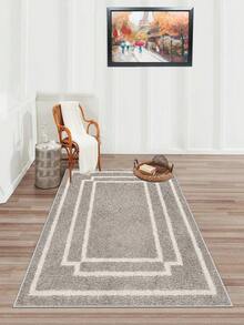 Digitally Printed Non-Slip Washable Runner And Area Rug Living Room Carpet, Modern Design, Modern, Scandinavian, Bohemian And Classic Styles, 100% Polyester - Grey - View 2