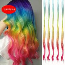 5pcs Long Curl Hair Roller Set With Synthetic Hair Extensions, Suitable For Dyed And Permed Hair - Multicolor - View 1