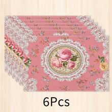 1pc Floral Pattern Placemat, Breakfast Mat, Coffee Mat, Coaster Set, Bowl & Plate Mat, Home Decor, Kitchen Accessory, Easy To Clean Placemat, Suitable For Home, Kitchen & Dining Table Decor, Holiday Gift, Multi-Piece Combination Pack, Linen Placemat - Multicolor - View 11