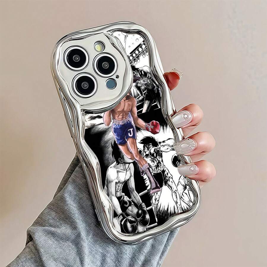 Tema de boxeo rojo y azul de Joe Yabukifunda de teléfono Fundas compatibles con ,Apple,VIVO,OPPO,,, y Honor.Fabricadas en silicona TPU,ofrecen protección contra golpes y caídas. - Plateado - Ver 1