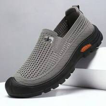 2026 Summer New Men Mesh Slip-On Sneakers Breathable Comfort Soft Sole Lightweight Versatile Casual Sport Running Shoes PGEU - Khaki - View 9
