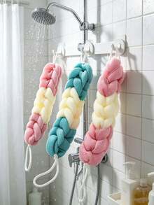 Long Back Scrubbing Towel, Stretchable Back Exfoliating Body Brush With Pull Rope, Bath Sponge/Bath Ball/Foaming Net, Ideal Choice For Bathing, Helps You Have Silky Smooth Skin, Daily Essential - Multicolor - View 3