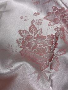 1 pieza de tela de satén jacquard de lujo, con un suave patrón floral y de mariposas en rosa, con una textura suave y brillante. Adecuado para vestidos de novia, prendas de vestir, decoración del hogar y accesorios de costura - 1 - Ver 4