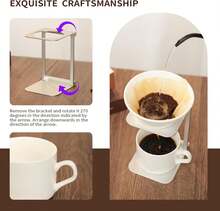 TYGHF 6-Piece Pour Over Coffee Maker Kit &Amp; Dripper Set With Foldable Stand, Cup, Spoon &Amp; Storage Bag - All-In-One Portable Coffee Brewing Kit For Camping, Home, Office - White - View 4